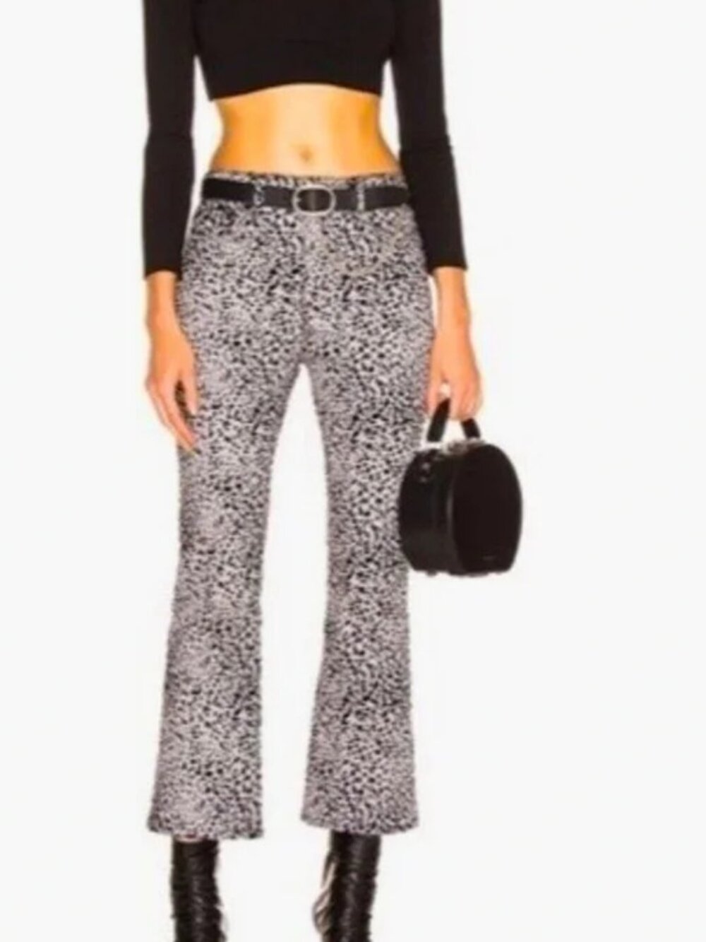 Rag & Bone Hana cheetah zebra animal print flared cropped jeans velvet